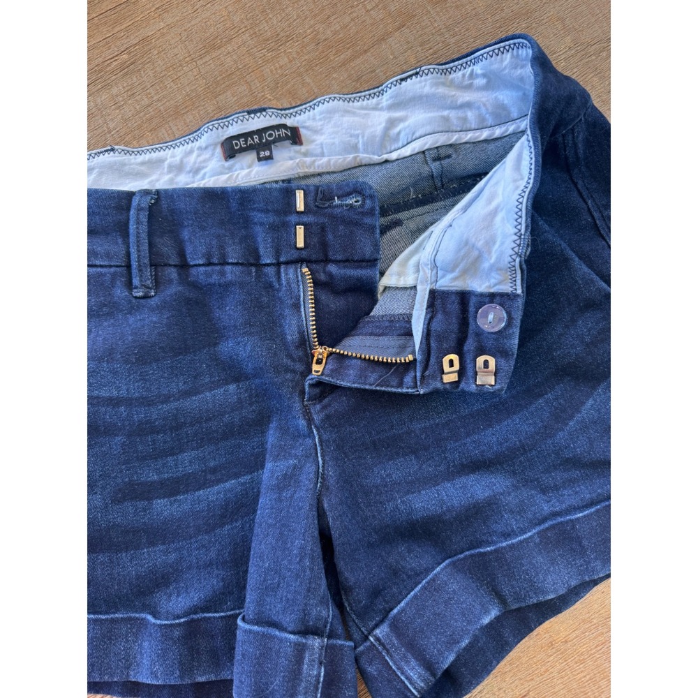 Dear John Classic Dark Wash Denim Cuffed Chino Shorts Size 28 - Picture 8 of 8